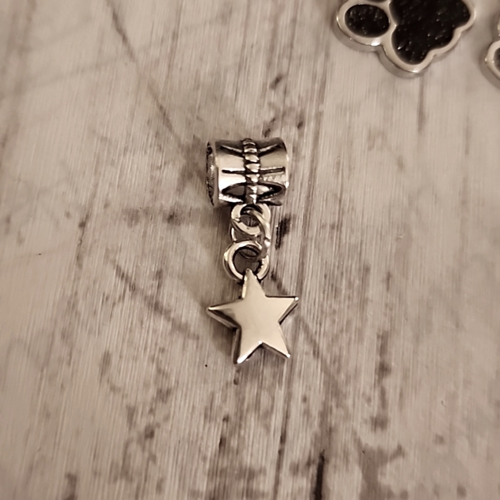 Star Dangle  Charm Will FIT Pandora and other European Systems or Pendant
